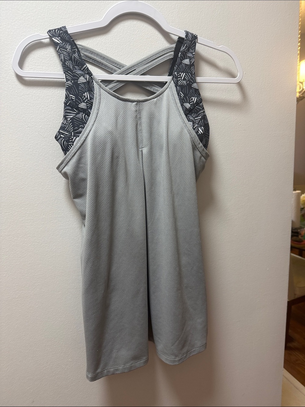 Jockey Light Gray Athletic Tank with Patterned Black Straps